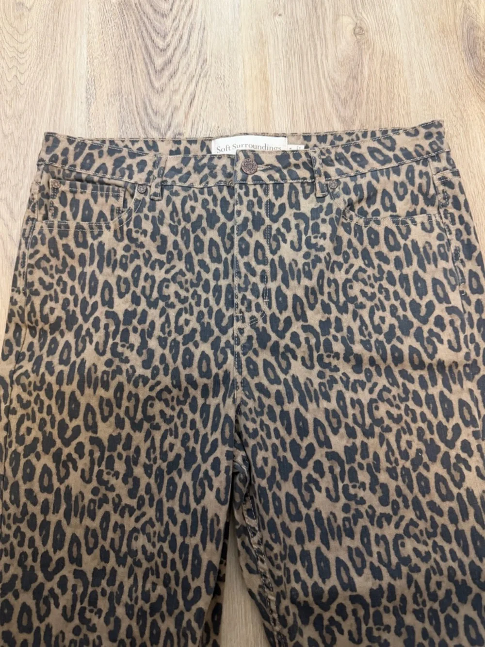 Soft Surroundings Leopard Print Ankle Jeans - Brown and Black